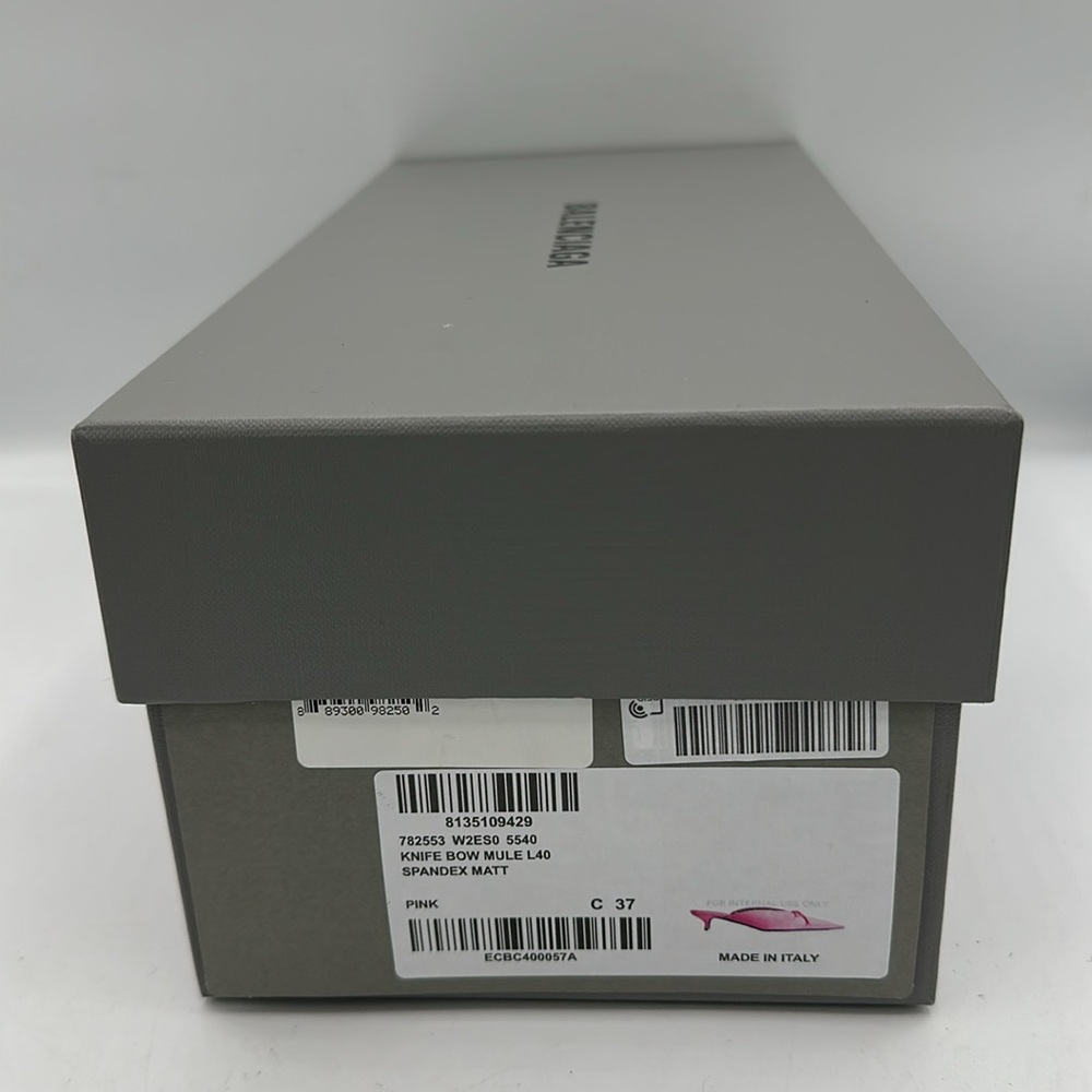 Balenciaga Knife Kitten Heel Bow Mule Pink Size 37 EU / 7 US NIB - Picture 8 of 15